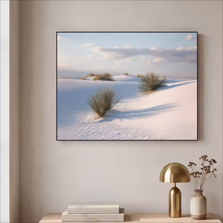 Duinen - Gras - Wolken - Beige Textielframe - compleet frame klein -sfeer2