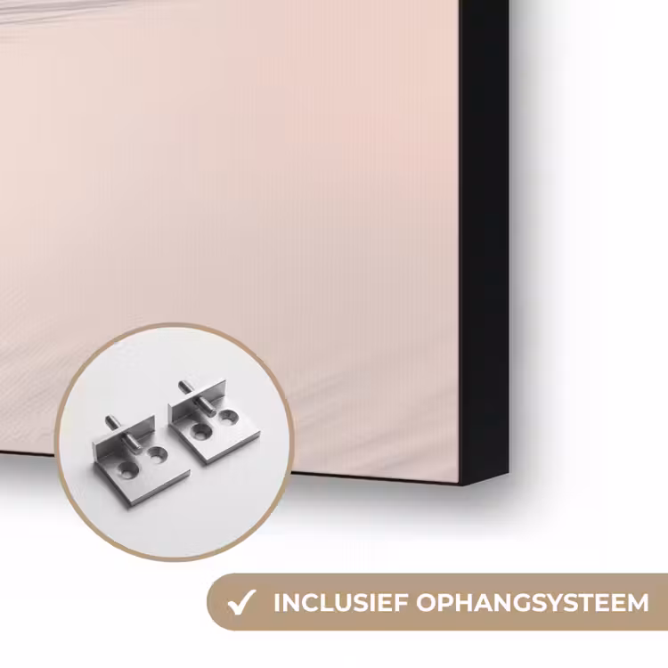 Duinen - Gras - Wolken - Beige Textielframe zwart klein -USP_ophangsysteemNL