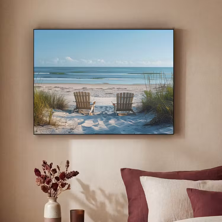 Duinen - Strand - Zee - Zomer Textielframe zwart klein -sfeer1