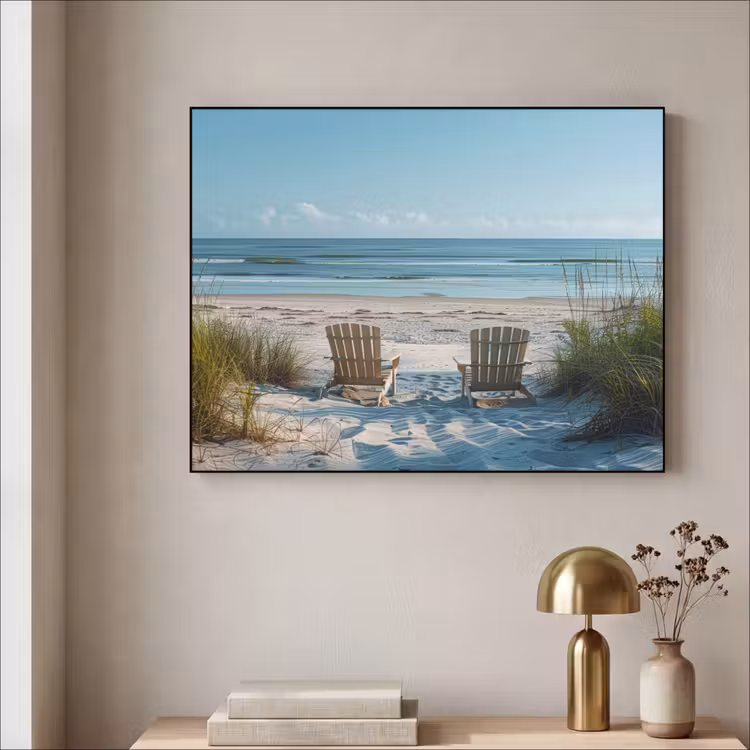 Duinen - Strand - Zee - Zomer Textielframe zwart klein -sfeer2