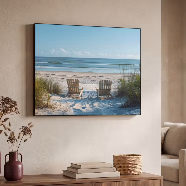 Duinen - Strand - Zee - Zomer Textielframe zwart klein -sfeer3