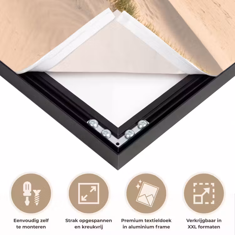 Duinen - Strand - Zonsondergang - Natuur - Zomer Textielframe zwart klein -USP_feed_closeupNL