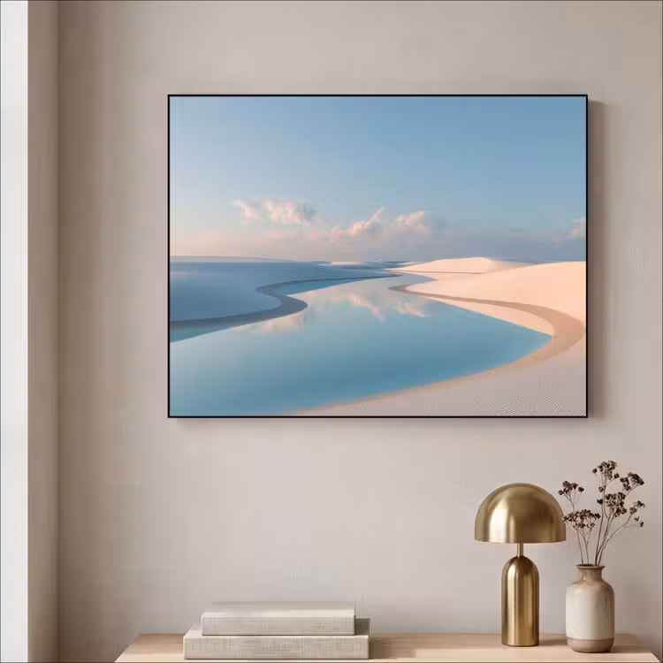 Duinen - Waterplas - Oneindige rust Textielframe zwart klein -sfeer2