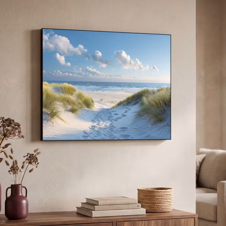 Duinen - Zomer - Zon - Landschap - Zee Textielframe zwart klein -sfeer3