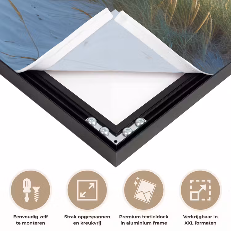 Duinen - Zomer - Zon - Landschap - Zee Textielframe zwart klein -USP_feed_closeupNL