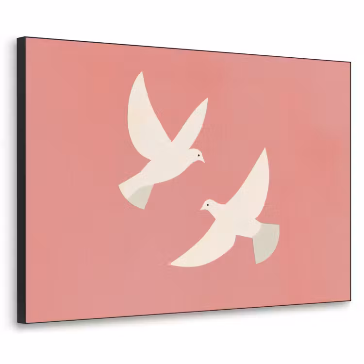 Duiven - Wit - Sierlijk Textielframe zwart klein -3d