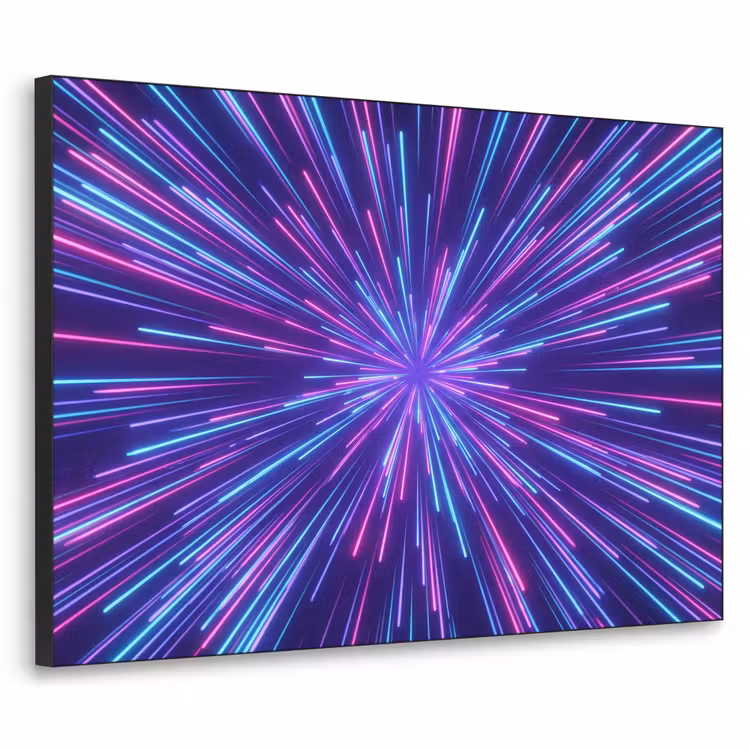 Dynamisch - Ruimte - Kleurrijk Textielframe zwart klein -3d