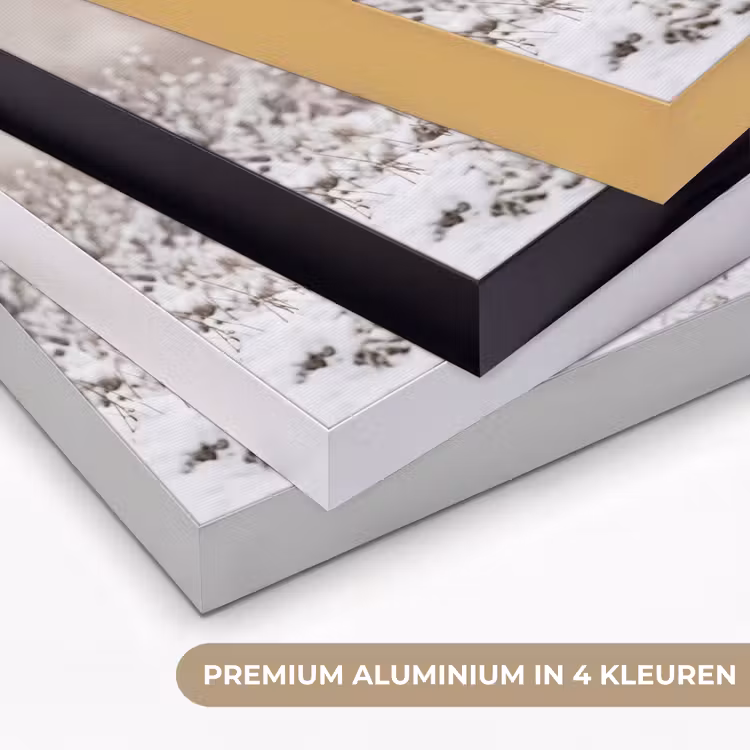 Edelhert - Bos - Sneeuw - Winter - Majestueus Textielframe zwart klein -USP_kleurenNL