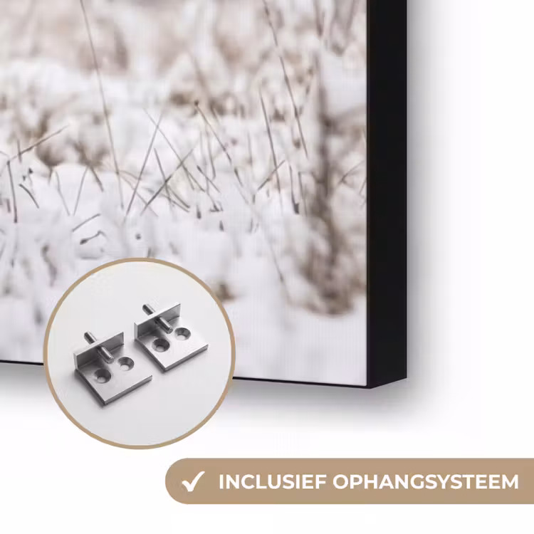 Edelhert - Bos - Sneeuw - Winter - Majestueus Textielframe zwart klein -USP_ophangsysteemNL