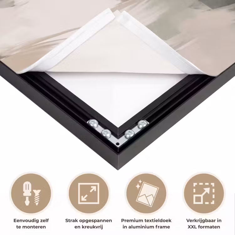 Edelhert - Gewei - Schildering - Rustiek Textielframe zwart klein -USP_feed_closeupNL