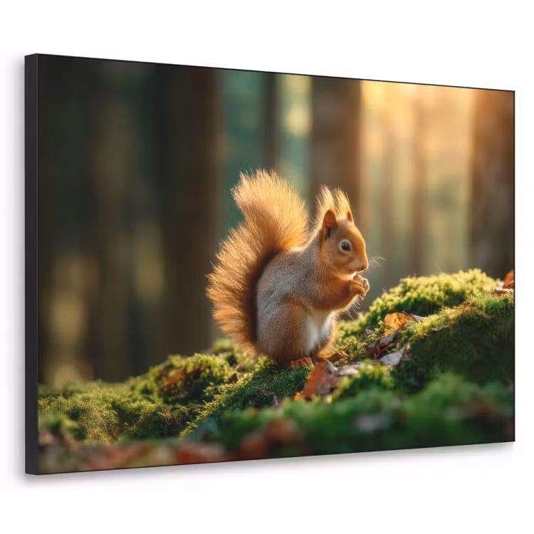 Eekhoorn - Nootje - Gras Textielframe zwart klein -3d