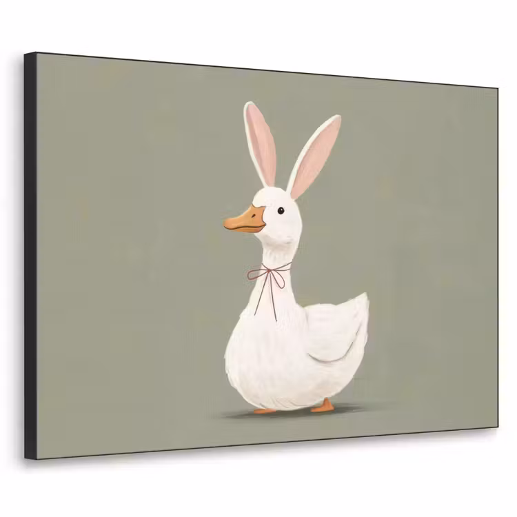 Eend - Konijnoren - Grijs Textielframe zwart klein -3d