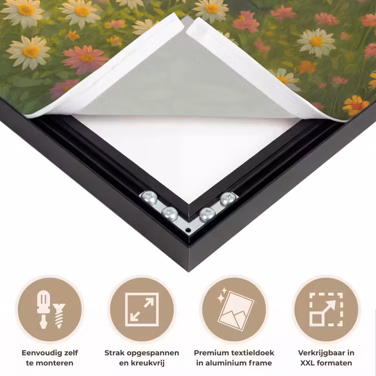 Eenden - Vijver - Bloemen Textielframe zwart klein -USP_feed_closeupNL