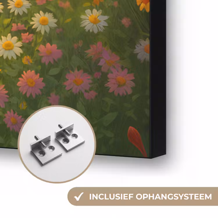 Eenden - Vijver - Bloemen Textielframe zwart klein -USP_ophangsysteemNL
