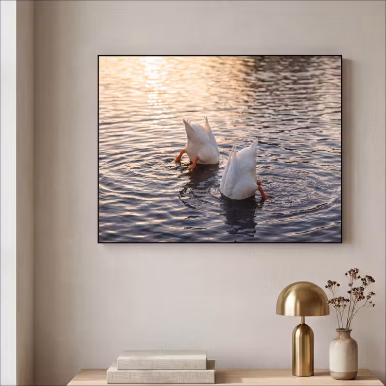 Eenden - Water - Natuur Textielframe zwart klein -sfeer2