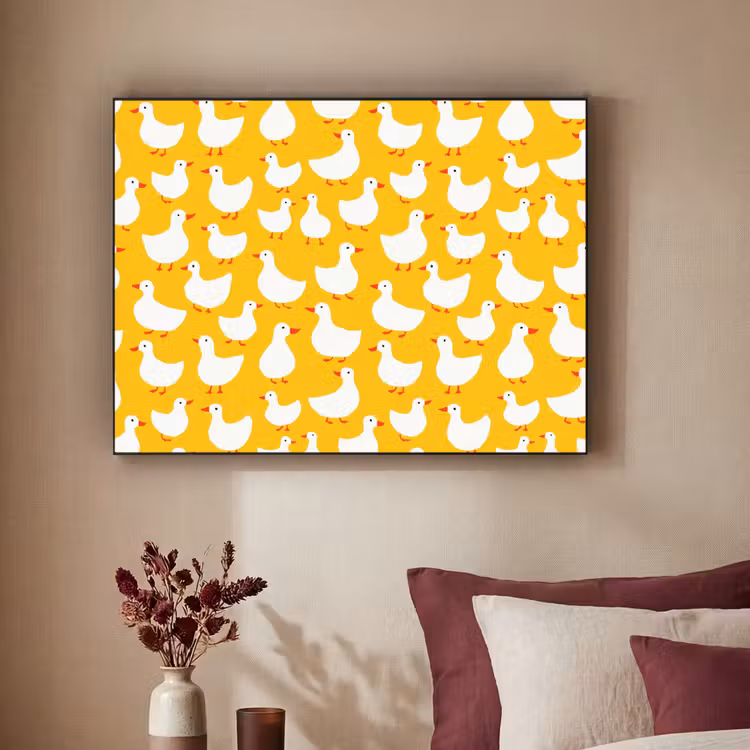 Eendjes - Patroon - Geel Textielframe zwart klein 947 -sfeer1