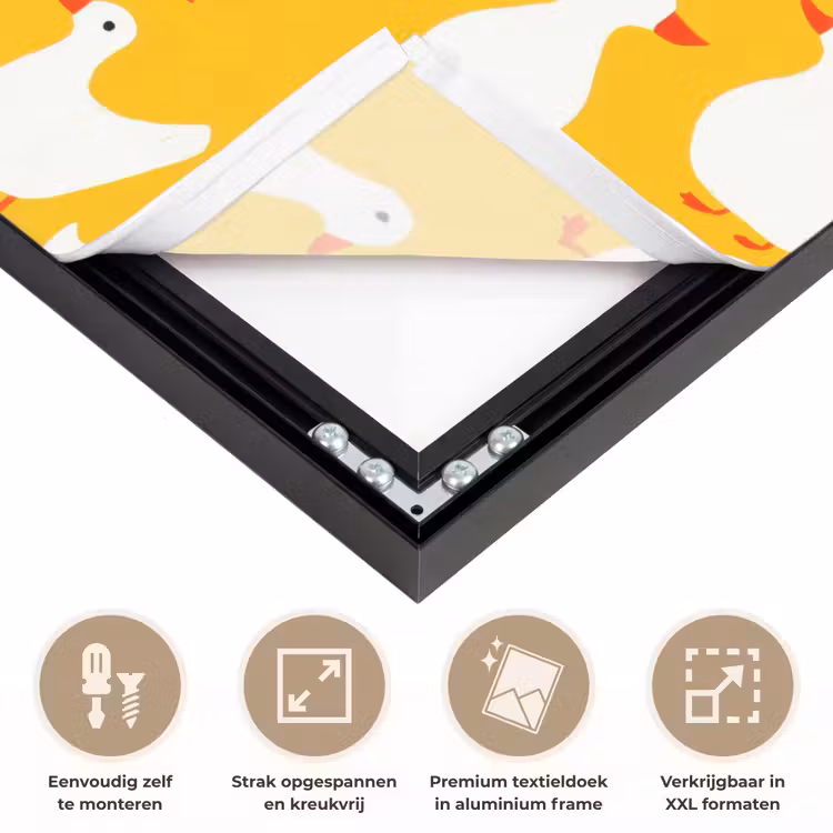 Eendjes - Patroon - Geel Textielframe zwart klein 947 -USP_feed_closeupNL