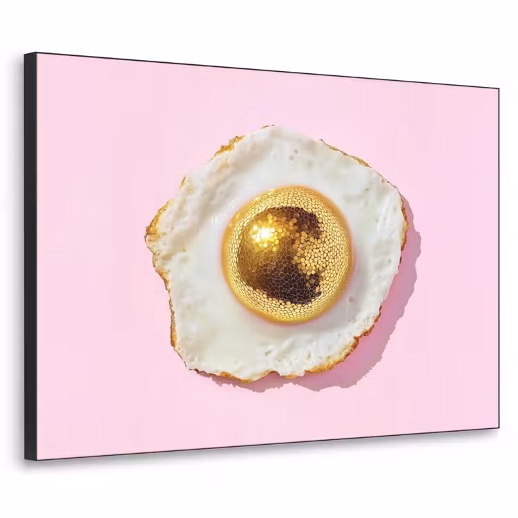 Ei - Disco - Ontbijt - Glitter Textielframe - compleet frame klein -3d