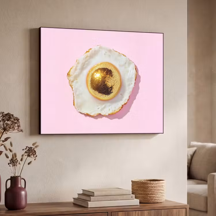 Ei - Disco - Ontbijt - Glitter Textielframe zwart klein -sfeer3