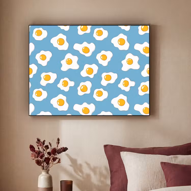 Eieren - Dooiers - Blauw Textielframe zwart klein 947 -sfeer1