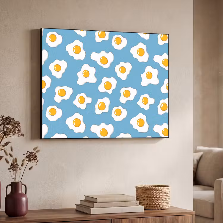 Eieren - Dooiers - Blauw Textielframe zwart klein 947 -sfeer3