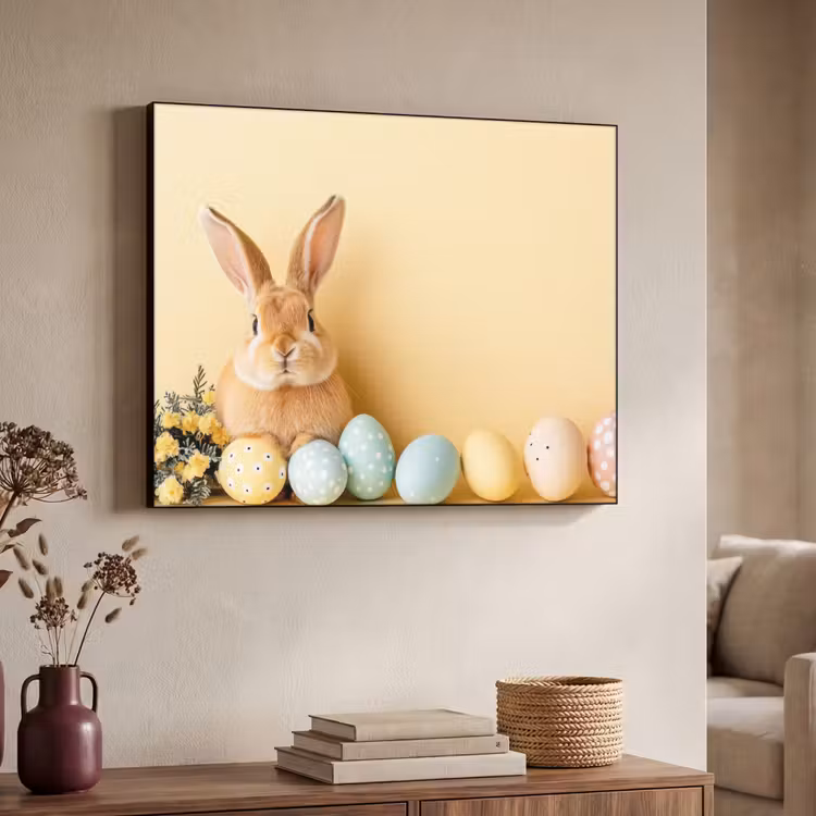 Eieren -  Konijn - Pasteltinten Textielframe zwart klein -sfeer3