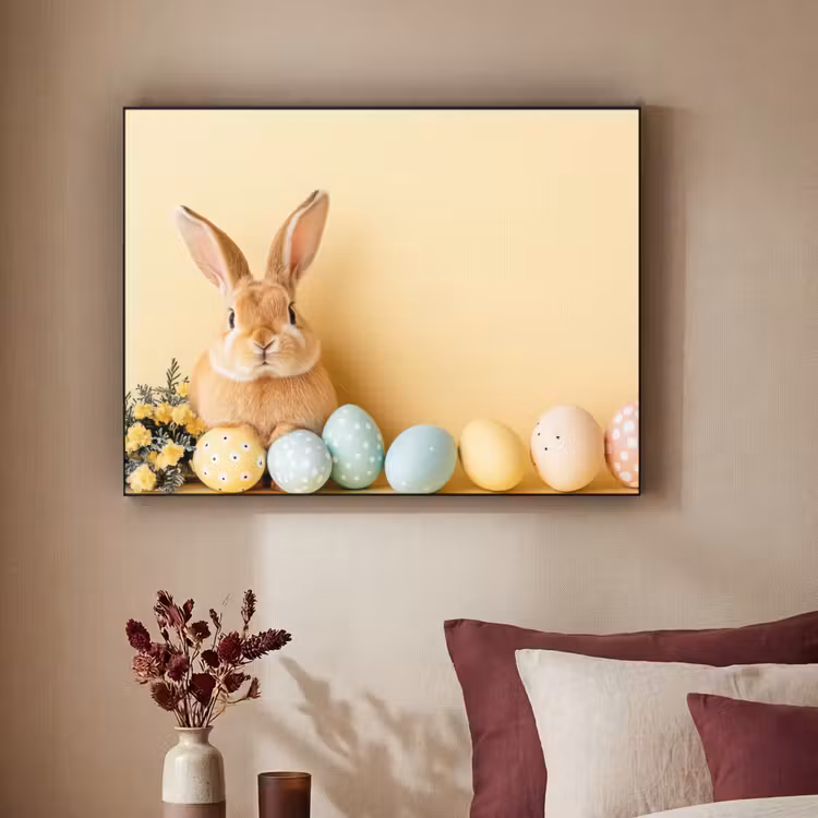 Eieren -  Konijn - Pasteltinten Textielframe - compleet frame klein -sfeer1