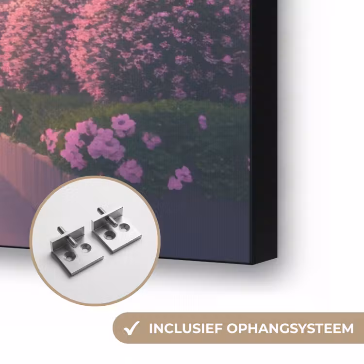 Eiffeltoren - Parijs - Roze Textielframe zwart klein -USP_ophangsysteemNL