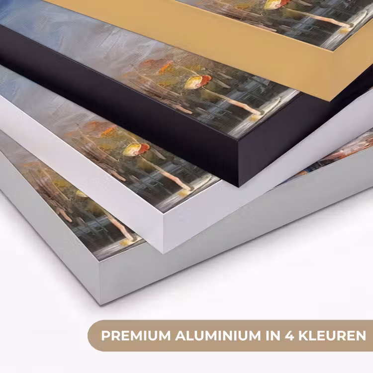 Eiffeltoren - Schilderij - Olieverf - Parijs Textielframe zwart klein -USP_kleurenNL