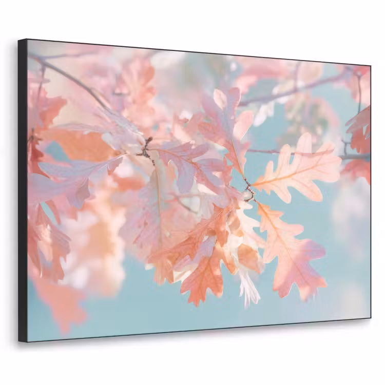 Eikenbladeren - Takken - Roze Textielframe - compleet frame klein -3d