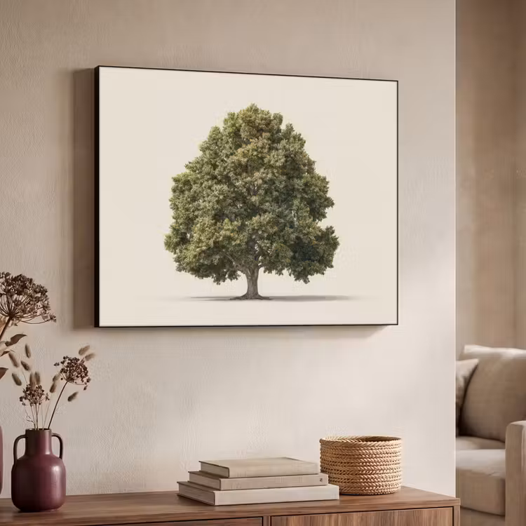 Eikenboom - Groen - Lichte achtergrond Textielframe zwart klein -sfeer3