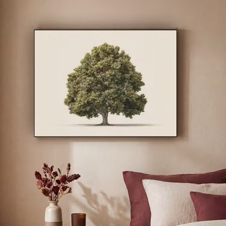 Eikenboom - Groen - Lichte achtergrond Textielframe - compleet frame klein -sfeer1