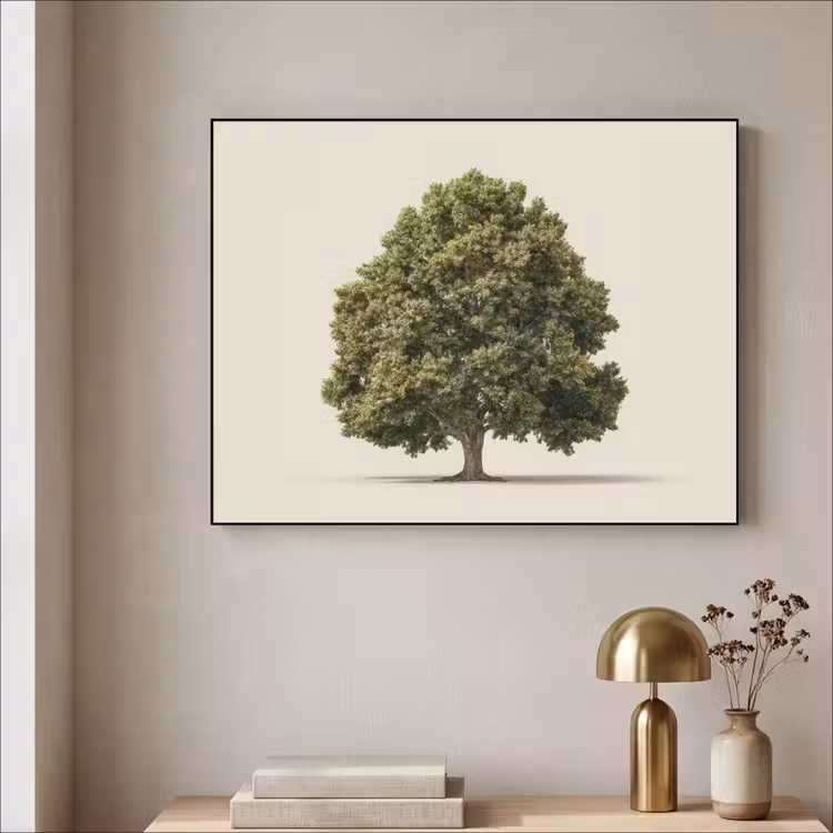 Eikenboom - Groen - Lichte achtergrond Textielframe - compleet frame klein -sfeer2