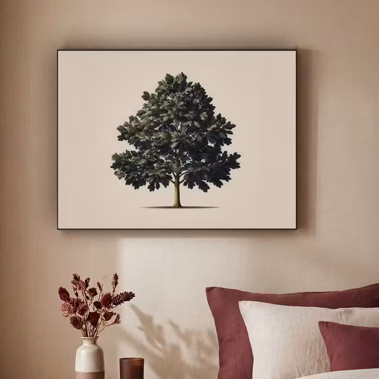 Eikenboom - Schaduw - Egaal Textielframe zwart klein -sfeer1