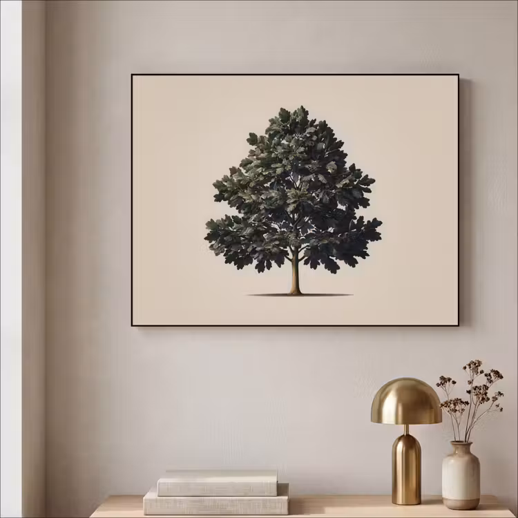 Eikenboom - Schaduw - Egaal Textielframe - compleet frame klein -sfeer2