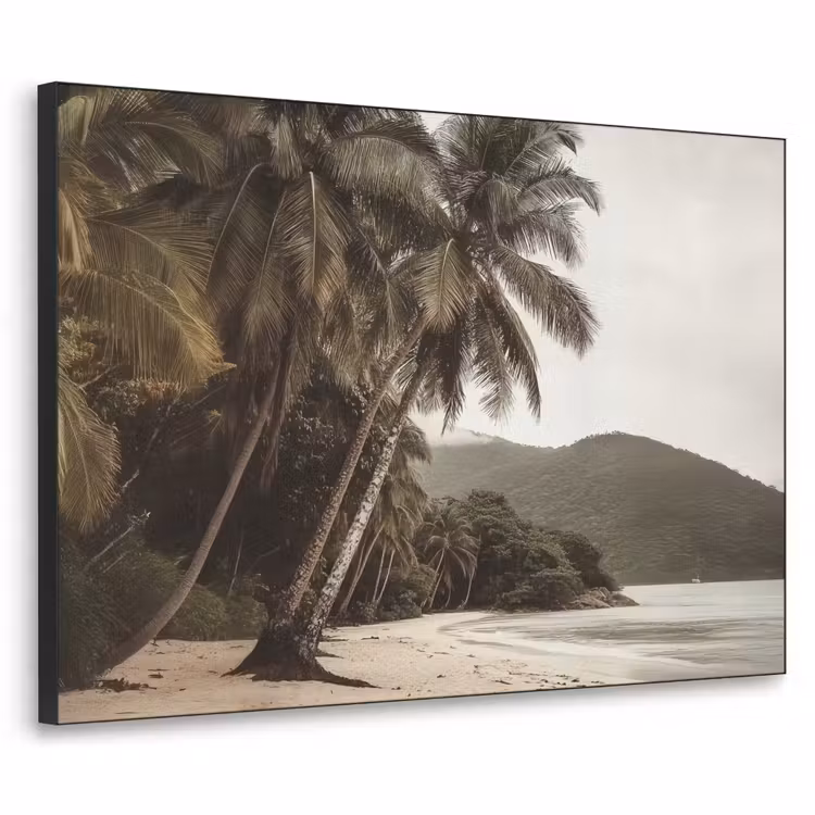Eiland - Palmboom - Zee Textielframe - compleet frame klein -3d