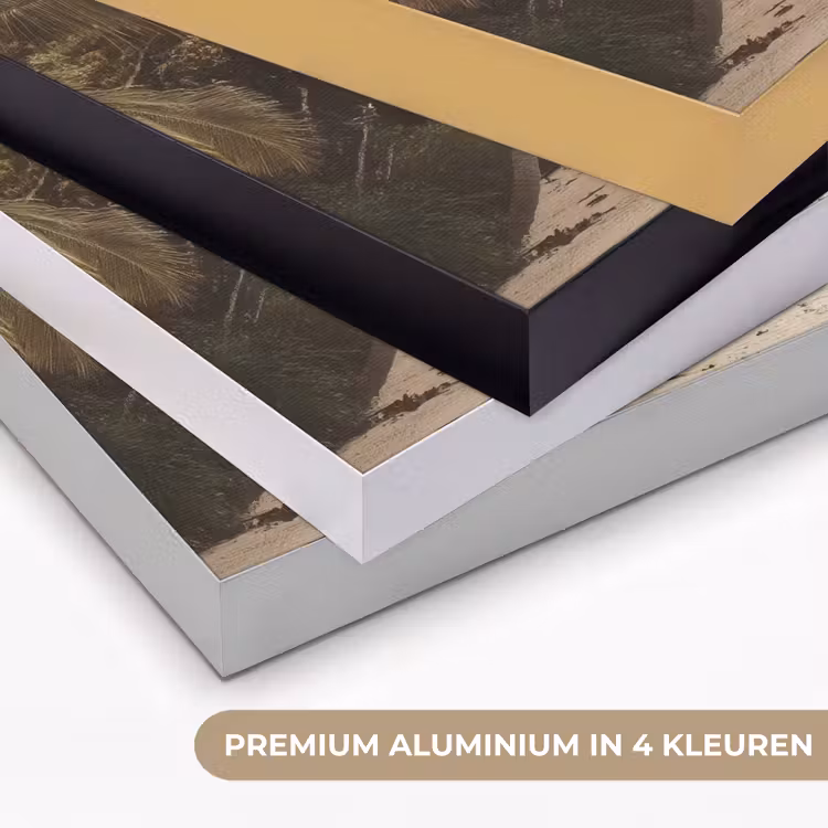 Eiland - Palmboom - Zee Textielframe zwart klein -USP_kleurenNL