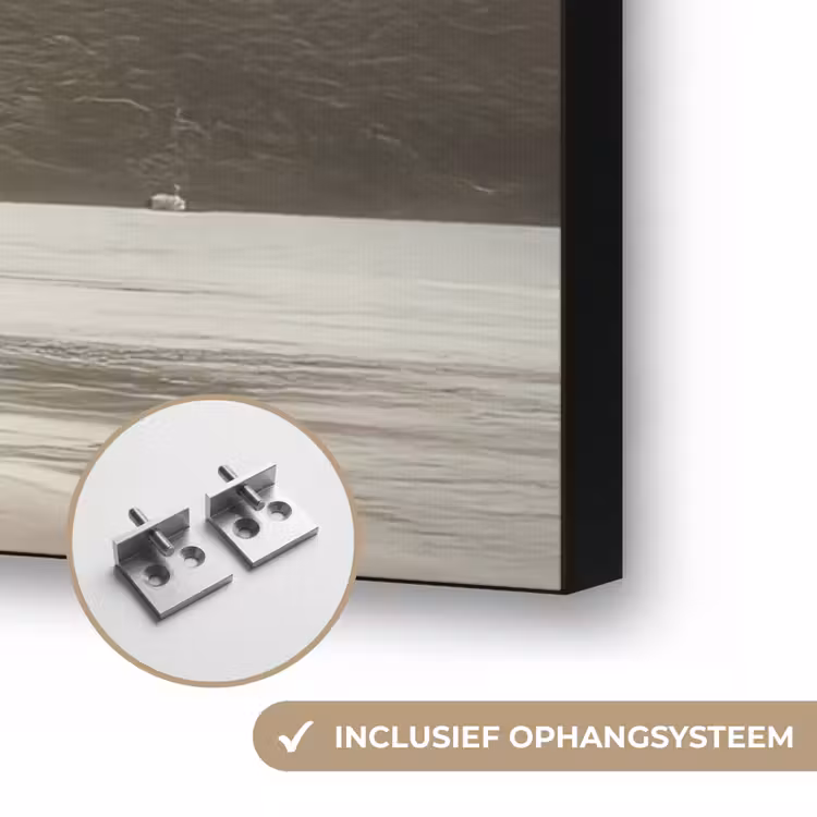 Eiland - Palmboom - Zee Textielframe zwart klein -USP_ophangsysteemNL