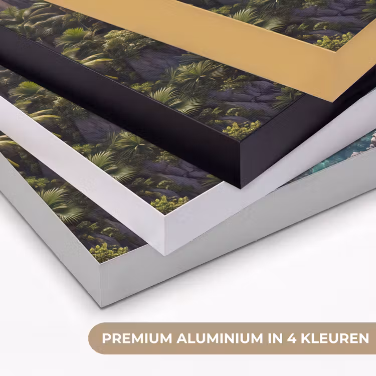 Eiland - Tropisch - Water - Palmbomen - Natuur Textielframe zwart klein -USP_kleurenNL