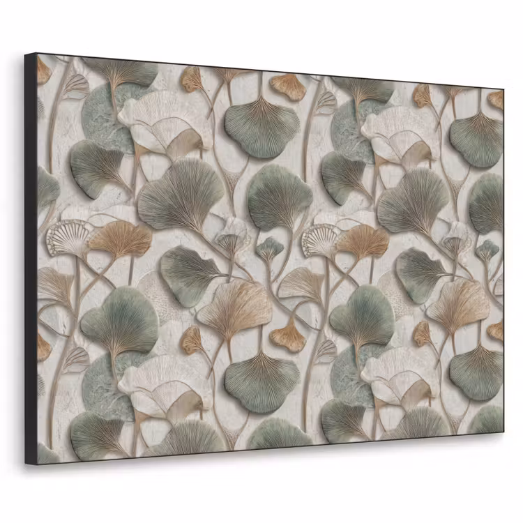 Elegant - Bladeren - Groen Textielframe zwart klein 947 -3d