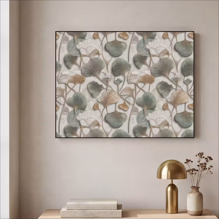 Elegant - Bladeren - Groen Textielframe zwart klein 947 -sfeer2