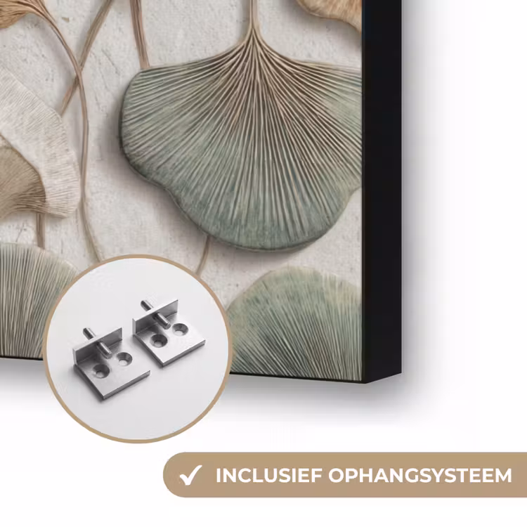 Elegant - Bladeren - Groen Textielframe zwart klein 947 -USP_ophangsysteemNL