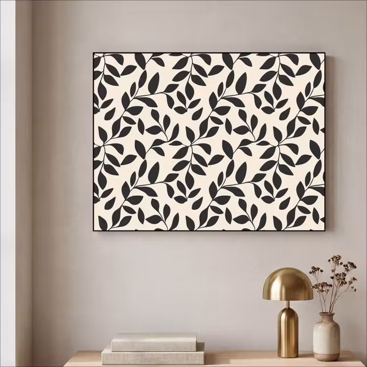 Elegant - Patroon - Zwart - Beige Textielframe zwart klein 947 -sfeer2