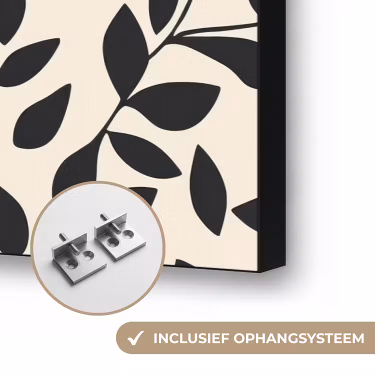 Elegant - Patroon - Zwart - Beige Textielframe zwart klein 947 -USP_ophangsysteemNL