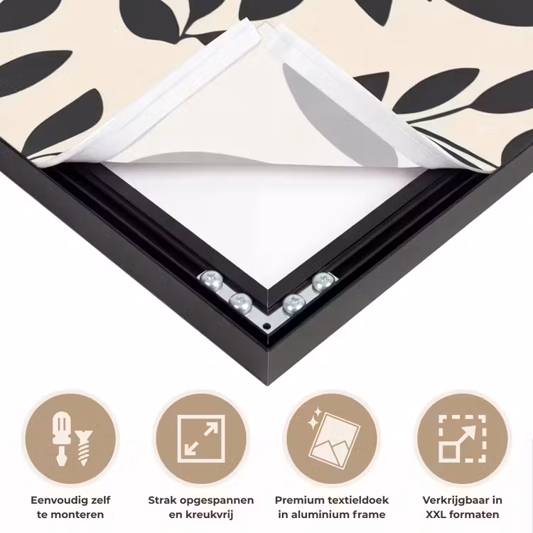 Elegant - Patroon - Zwart - Beige Textielframe zwart klein 947 -USP_feed_closeupNL