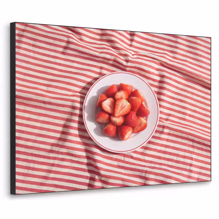 Eten - Aardbeien - Fruit - Zomer - Rood Textielframe zwart klein -3d