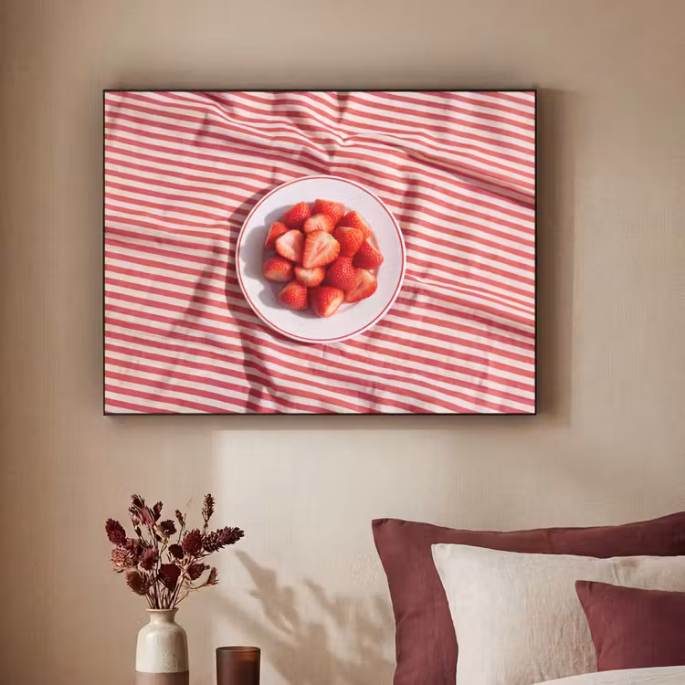 Eten - Aardbeien - Fruit - Zomer - Rood Textielframe zwart klein -sfeer1