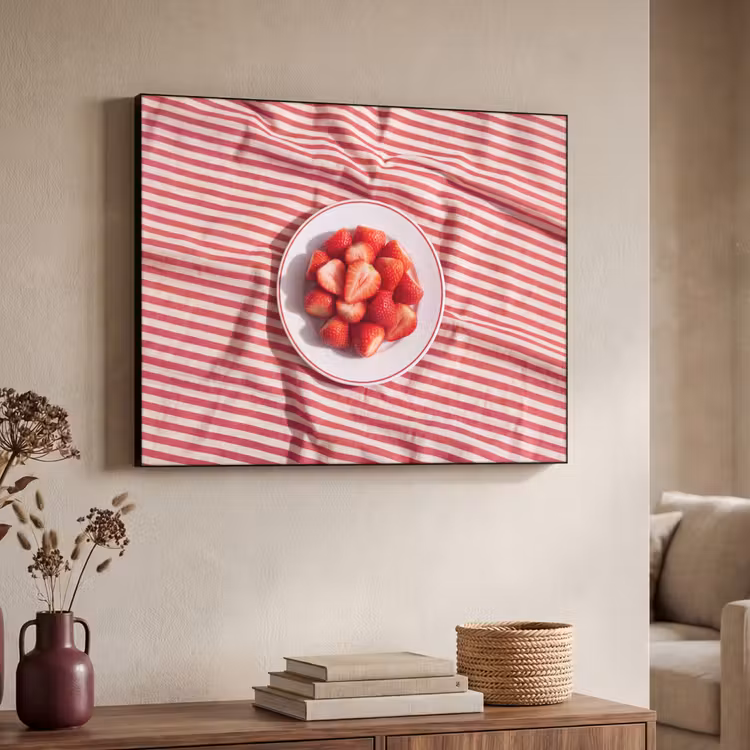 Eten - Aardbeien - Fruit - Zomer - Rood Textielframe zwart klein -sfeer3