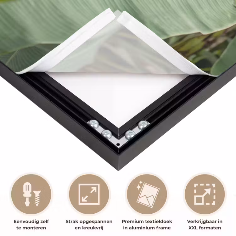 Eten - Bananen - Plantage - Groen Textielframe zwart klein -USP_feed_closeupNL