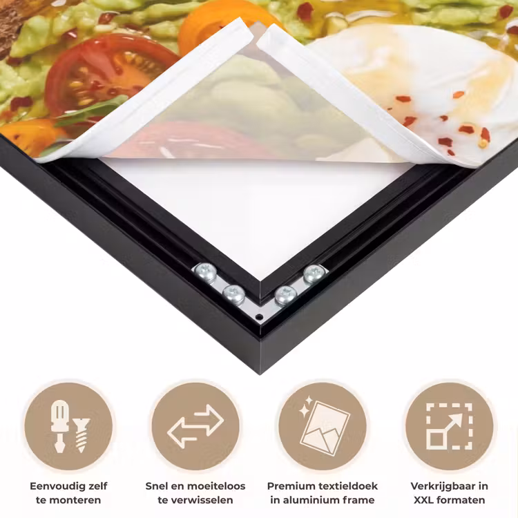Eten - Brood - Ontbijt - Modern - Kleurrijk Textielframe zwart klein -USP_closeupNL